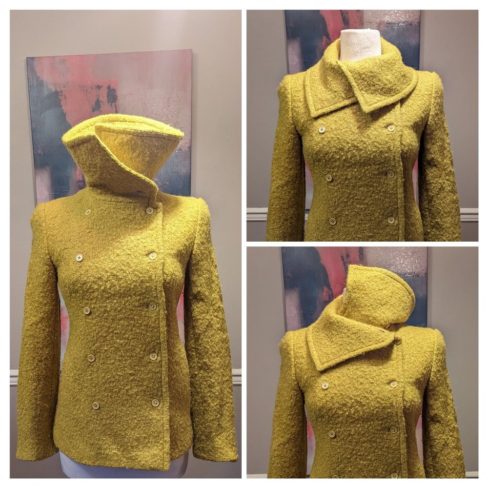 J. Crew Mustard Green/Yellow Short Peacoat Size 6
